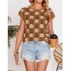 ZESICA Womens Floral Sweater Vest Summer Short Sleeve Crew Neck Cute Loose Knit Tops 2026 Trendy Clothes Outfits(Caramel)