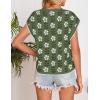ZESICA Womens Floral Sweater Vest Summer Short Sleeve Crew Neck Cute Loose Knit Tops 2026 Trendy Clothes Outfits(Dustygreen)