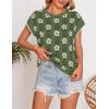 ZESICA Womens Floral Sweater Vest Summer Short Sleeve Crew Neck Cute Loose Knit Tops 2026 Trendy Clothes Outfits(Dustygreen)