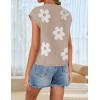 ZESICA Womens Floral Sweater Vest Summer Short Sleeve Crew Neck Cute Loose Knit Tops 2026 Trendy Clothes Outfits(Khaki)