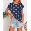 ZESICA Womens Floral Sweater Vest Summer Short Sleeve Crew Neck Cute Loose Knit Tops 2026 Trendy Clothes Outfits(Navy)