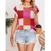 ZESICA Womens Floral Sweater Vest Summer Short Sleeve Crew Neck Cute Loose Knit Tops 2026 Trendy Clothes Outfits(Redorange)