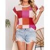 ZESICA Womens Floral Sweater Vest Summer Short Sleeve Crew Neck Cute Loose Knit Tops 2026 Trendy Clothes Outfits(Redorange)