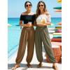 ZESICA Women’s High Waisted Wide Leg Palazzo Pants 2026 Summer Lounge Pant Beach Travel Vacation Trousers Outfits(Armygreen)