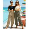 ZESICA Women’s High Waisted Wide Leg Palazzo Pants 2026 Summer Lounge Pant Beach Travel Vacation Trousers Outfits(Khaki)