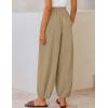ZESICA Women’s High Waisted Wide Leg Palazzo Pants 2026 Summer Lounge Pant Beach Travel Vacation Trousers Outfits(Khaki)