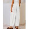 ZESICA Women’s High Waisted Wide Leg Palazzo Pants 2026 Summer Lounge Pant Beach Travel Vacation Trousers Outfits(White)