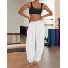 ZESICA Women’s High Waisted Wide Leg Palazzo Pants 2026 Summer Lounge Pant Beach Travel Vacation Trousers Outfits(White)