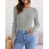 ZESICA Women’s Long Sleeve Crewneck Shirts 2026 Spring Ribbed Knit Sweater Slim Fitted Casual Basic Tee Tops(Grey)