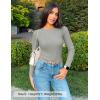 ZESICA Women’s Long Sleeve Crewneck Shirts 2026 Spring Ribbed Knit Sweater Slim Fitted Casual Basic Tee Tops(Grey)