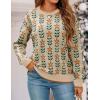 ZESICA Women’s Long Sleeve Crewneck Sweater 2026 Fall Printed Cute Oversized Knitted Pullover Tops Trendy Clothes(Apricot)