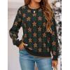ZESICA Women’s Long Sleeve Crewneck Sweater 2026 Fall Printed Cute Oversized Knitted Pullover Tops Trendy Clothes(Black)