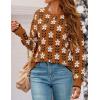 ZESICA Women’s Long Sleeve Crewneck Sweater 2026 Fall Printed Cute Oversized Knitted Pullover Tops Trendy Clothes(Caramel)