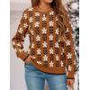 ZESICA Women’s Long Sleeve Crewneck Sweater 2026 Fall Printed Cute Oversized Knitted Pullover Tops Trendy Clothes(Caramel)