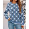 ZESICA Women’s Long Sleeve Crewneck Sweater 2026 Fall Printed Cute Oversized Knitted Pullover Tops Trendy Clothes(Dusty Blue)