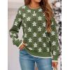 ZESICA Women’s Long Sleeve Crewneck Sweater 2026 Fall Printed Cute Oversized Knitted Pullover Tops Trendy Clothes(Dusty Green)