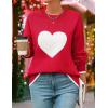 ZESICA Women’s Long Sleeve Crewneck Sweater 2026 Fall Printed Cute Oversized Knitted Pullover Tops Trendy Clothes(Fire Red)