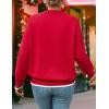 ZESICA Women’s Long Sleeve Crewneck Sweater 2026 Fall Printed Cute Oversized Knitted Pullover Tops Trendy Clothes(Fire Red)