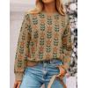 ZESICA Women’s Long Sleeve Crewneck Sweater 2026 Fall Printed Cute Oversized Knitted Pullover Tops Trendy Clothes(Khaki)