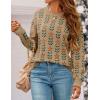 ZESICA Women’s Long Sleeve Crewneck Sweater 2026 Fall Printed Cute Oversized Knitted Pullover Tops Trendy Clothes(Khaki)