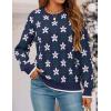 ZESICA Women’s Long Sleeve Crewneck Sweater 2026 Fall Printed Cute Oversized Knitted Pullover Tops Trendy Clothes(Navy)