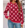 ZESICA Women’s Long Sleeve Crewneck Sweater 2026 Fall Printed Cute Oversized Knitted Pullover Tops Trendy Clothes(Red)