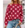 ZESICA Women’s Long Sleeve Crewneck Sweater 2026 Fall Printed Cute Oversized Knitted Pullover Tops Trendy Clothes(Red)