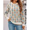 ZESICA Women’s Long Sleeve Crewneck Sweater 2026 Fall Printed Cute Oversized Knitted Pullover Tops Trendy Clothes(White)
