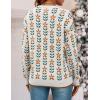 ZESICA Women’s Long Sleeve Crewneck Sweater 2026 Fall Printed Cute Oversized Knitted Pullover Tops Trendy Clothes(White)