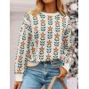ZESICA Women’s Long Sleeve Crewneck Sweater 2026 Fall Printed Cute Oversized Knitted Pullover Tops Trendy Clothes(White)