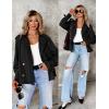 ZESICA Womens Long Sleeve Crop Trench Coat Lapel Double Breasted Loose Casual Jacket with Pockets(Black)