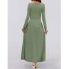 ZESICA Women’s Long Sleeve Fall Maxi Dress 2026 Crewneck Knit Casual Slim Swing Pleated Dresses with Pockets(Bean Green)