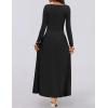 ZESICA Women’s Long Sleeve Fall Maxi Dress 2026 Crewneck Knit Casual Slim Swing Pleated Dresses with Pockets(Black)
