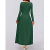 ZESICA Women’s Long Sleeve Fall Maxi Dress 2026 Crewneck Knit Casual Slim Swing Pleated Dresses with Pockets(Dark Green)