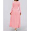 ZESICA Women’s Long Sleeve Fall Maxi Dress 2026 Crewneck Knit Casual Slim Swing Pleated Dresses with Pockets(Pink)