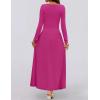 ZESICA Women’s Long Sleeve Fall Maxi Dress 2026 Crewneck Knit Casual Slim Swing Pleated Dresses with Pockets(Rose)