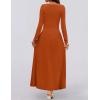 ZESICA Women’s Long Sleeve Fall Maxi Dress 2026 Crewneck Knit Casual Slim Swing Pleated Dresses with Pockets(Rust)