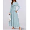 ZESICA Women’s Long Sleeve Fall Maxi Dress 2026 Crewneck Knit Casual Slim Swing Pleated Dresses with Pockets(Sky)