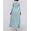 ZESICA Women’s Long Sleeve Fall Maxi Dress 2026 Crewneck Knit Casual Slim Swing Pleated Dresses with Pockets(Sky)