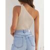 ZESICA Women’s One Shoulder Tank Summer Sleeveless T Shirt Ribbed Knit Slim Fit Sexy Casual Basic Tee Tops(Apricot)