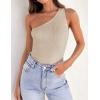 ZESICA Women’s One Shoulder Tank Summer Sleeveless T Shirt Ribbed Knit Slim Fit Sexy Casual Basic Tee Tops(Apricot)
