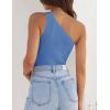 ZESICA Women’s One Shoulder Tank Summer Sleeveless T Shirt Ribbed Knit Slim Fit Sexy Casual Basic Tee Tops(Blue)