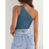ZESICA Women’s One Shoulder Tank Summer Sleeveless T Shirt Ribbed Knit Slim Fit Sexy Casual Basic Tee Tops(Darkblue)