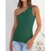 ZESICA Women’s One Shoulder Tank Summer Sleeveless T Shirt Ribbed Knit Slim Fit Sexy Casual Basic Tee Tops(Darkgreen)