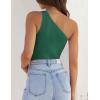 ZESICA Women’s One Shoulder Tank Summer Sleeveless T Shirt Ribbed Knit Slim Fit Sexy Casual Basic Tee Tops(Darkgreen)