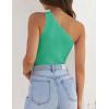 ZESICA Women’s One Shoulder Tank Summer Sleeveless T Shirt Ribbed Knit Slim Fit Sexy Casual Basic Tee Tops(Green)