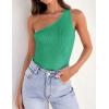 ZESICA Women’s One Shoulder Tank Summer Sleeveless T Shirt Ribbed Knit Slim Fit Sexy Casual Basic Tee Tops(Green)