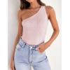 ZESICA Women’s One Shoulder Tank Summer Sleeveless T Shirt Ribbed Knit Slim Fit Sexy Casual Basic Tee Tops(Lightpink)