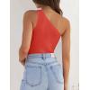 ZESICA Women’s One Shoulder Tank Summer Sleeveless T Shirt Ribbed Knit Slim Fit Sexy Casual Basic Tee Tops(Orangered)