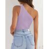 ZESICA Women’s One Shoulder Tank Summer Sleeveless T Shirt Ribbed Knit Slim Fit Sexy Casual Basic Tee Tops(Purple)